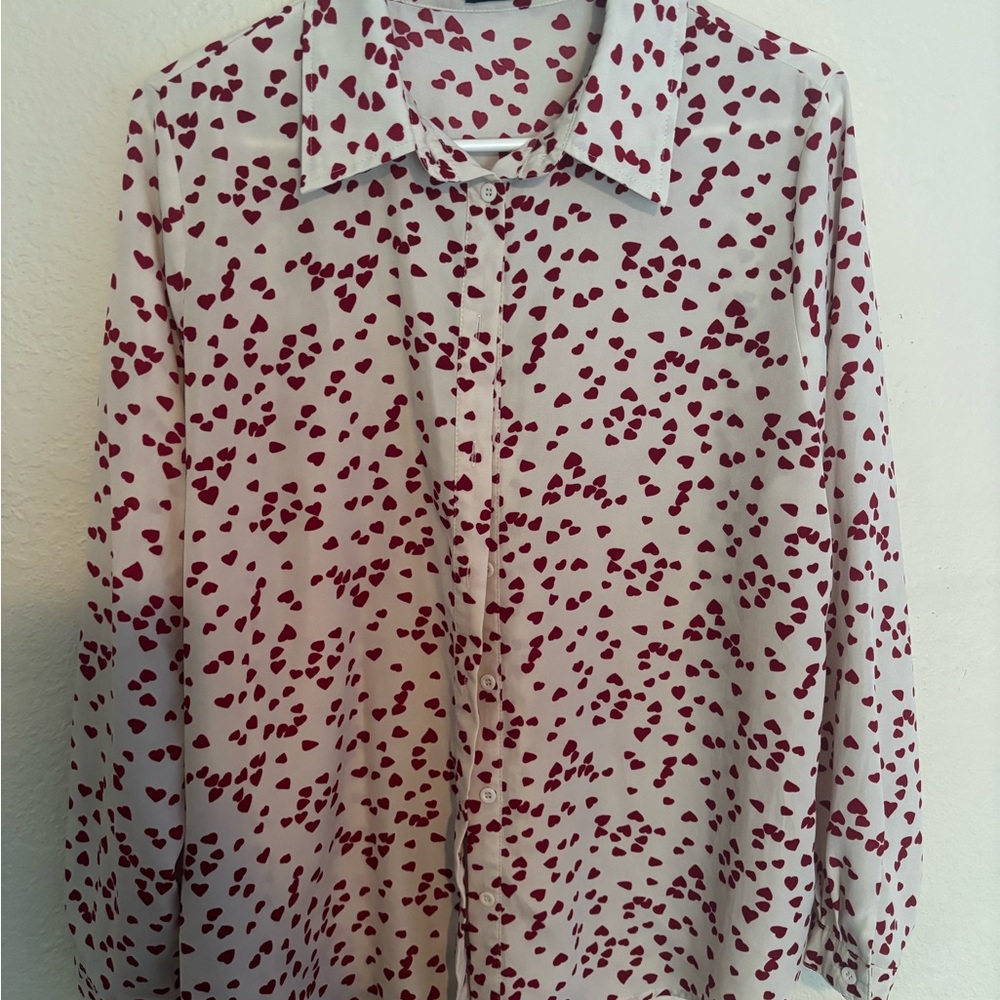 Heart Patterned Button Down
